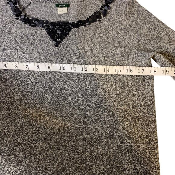J.Crew Sweater Women's Size Small Vintage 100% Lambs Wool Sequin Gray Pullover - Picture 6 of 7